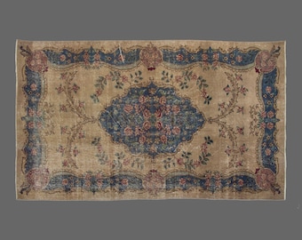 Turkish Rug,Decorative" Rug,Wonderful Turkish Rugs on Sale! FREE SHIPPING! Vintage Rug,Oushak Rug,Rug,Chic Rug,4" x 6'6" feet 116 x 197 cm