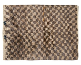 3'2"x4'9" ft Moroccan Beni Ourain Rug,Vintage Handmade Wool Tulu Flokati Rug