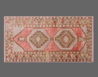 120x250 cm/ 3'11" x 8'2" Vintage Oushak Rug – 60+ yrs Old Handmade Wool Area Rug – Bohemian & Caucasian Decorative Rug
