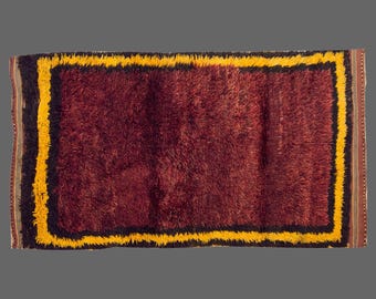 4x7 Moroccan Beni Ourain Rug,Vintage Handmade Wool Tulu Flokati Rug