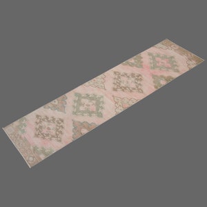 2.6 X 13.4  ft Vintage Rug Runner,Floor Oushak Rug,Hallway Turkish Rug Runner,Oushak Rugs,long runner, narrow long runner,Oushak Long Runner