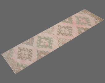 2.6 X 13.4  ft Vintage Rug Runner,Floor Oushak Rug,Hallway Turkish Rug Runner,Oushak Rugs,long runner, narrow long runner,Oushak Long Runner