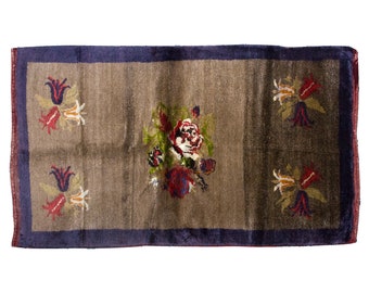 3'6"x6'7" ft vintage Turkish Handmade Tulu rug,Bohemian Wool Shaggy rug