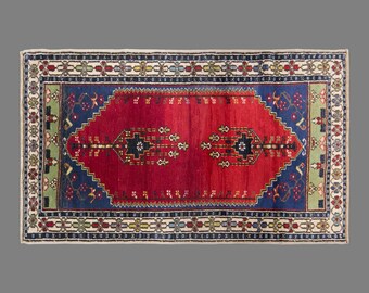 Vintage Konya Rug, 3.1 x 5.1 ft Handmade Wool Rug, Traditional Turkish Anatolian Area Rug