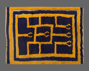 4"x5'2" ft Shaggy vintage Turkish Handmade Tulu rug,Bohemian Wool Beni Ourain Rug,Flokati Rug