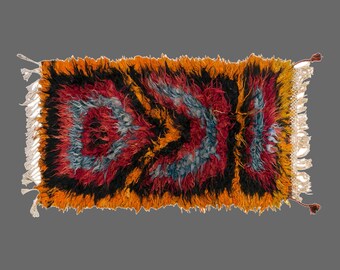 3x5 Shaggy vintage Turkish Handmade Tulu rug, Bohemian Goat Hair Rug, Flokati Rug