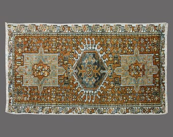 Tale of Karaja Peaks, Vintage Turkish Rug, 2 x 4 ft Rug, Vintage Rug