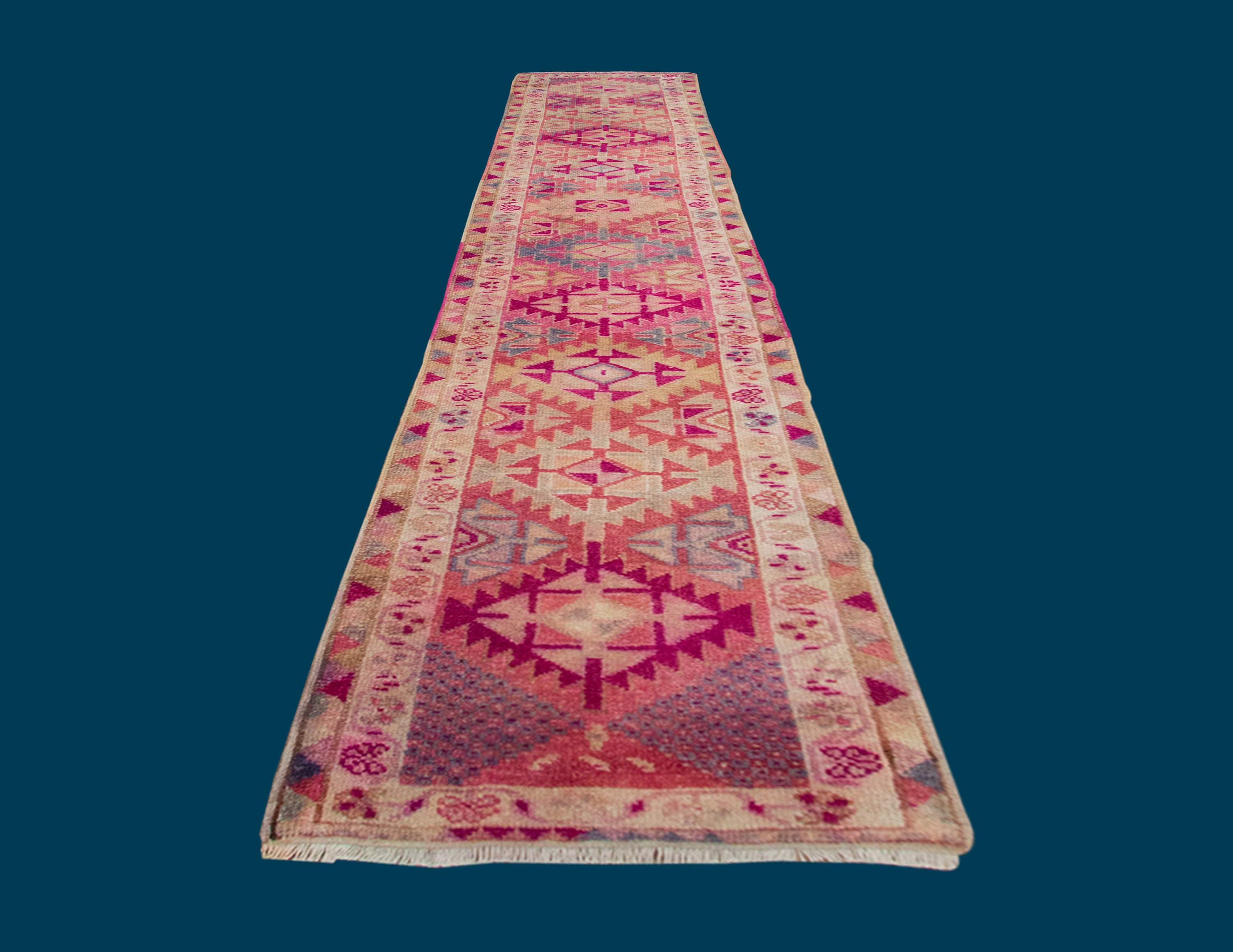 Vintage Rug Runner Rug 2.6 x 12.10 feet Oushak Rug Faded Etsy