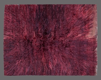 Vintage Turkish Wool Shaggy Rug: Bohemian Beni Ourain Style (2x3 ft.)