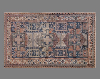 Antique Caucasian Soumak Kilim Rug | Handwoven Wool Tribal Flatweave 150x270cm