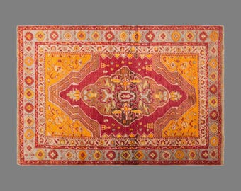 Vintage Turkish Rug, 3.1 x 4.6 ft Handmade Wool Rug, Traditional Anatolian Medallion Area Rug