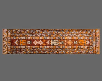 60+ Year-Old Turkish Runner – Handwoven Wool on Wool, Vintage Muted Colors, Hallway Rug, 86x345 cm / 2.8x11.3 ft