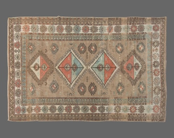 Turkish Rug, Area" Rug, Vintage Rug, 6'3 x 9'5 feet, Anatolian Rug, Antique Rug, Oriental Rug, Handmade Rug, Decorative Rug, Muted Rug