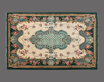 Vintage Turkish Oushak Rug 6.7x10.2 ft: Handwoven Wool Area Rug