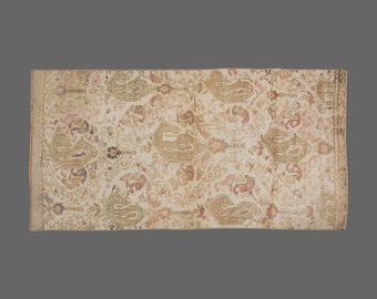 3x6 Vintage Turkish Beige Rug,Oriental Beige Rug,Antique Oushak rug,3x6 Handmade Boho Area Rug