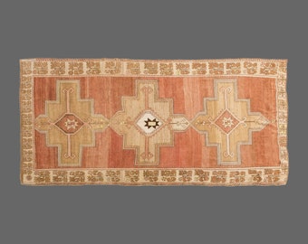 Turkish Rug", Antique Rug, Muted Rug, 6 x 12 feet, Oushak Rug, Vintage Rug, Oriental Rug, Runner Rug, Hallway Rug, Kitchen Rug,Floor Rug