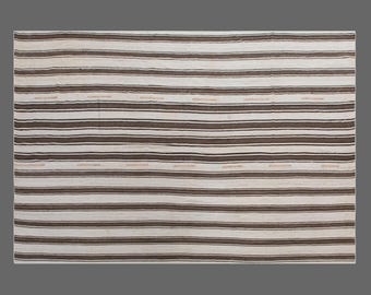 Vintage Minimalist Turkish Kilim Rug 225x330 cm (7.4x10.8 ft) | Handwoven | 60+ Years Old