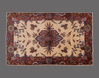 Floral Symphony of Isparta, Vintage Wool Rug, 4 x 7 ft Rug, Vintage Rug