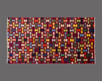 Carnival of Anatolia, Vintage Turkish Rug, 3 x 7 ft Rug, Vintage Rug