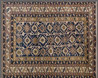 Vintage Turkish Oushak Rug 122x150 cm | 4'0" x 4'11" Handwoven Wool Area Rug, Nomadic 80+ Years, Antique Boho Decorative Rug, Old Rug