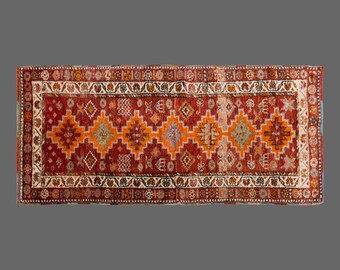 3.3 X 6.12 Floor Turkish Runner,Oushak Rug Runner,Vintage Runner Rug,Oushak Rug Runner,Handmade Rug,Floor rug runner,Home Decor Rug Runner