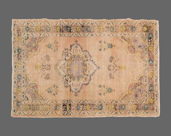 Area Rug, "Turkish Rug, Vintage Rug, 4 x 6'5feet, Oushak Rug, Antique Rug, Oriental Rug, Handmade Rug, Decorative Rug, Large Rug, Old Rug