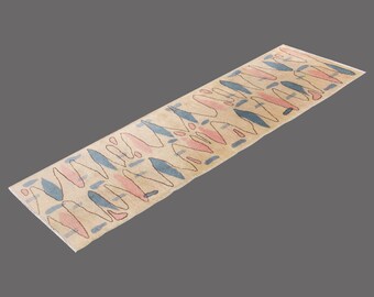 Pastel Echoes of Oushak, Vintage Turkish Runner, 2 x 8 ft Rug, Vintage Rug