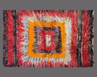 Vintage Handmade Goat Hair Tulu Rug - Konya Karapinar Flokati 3x6