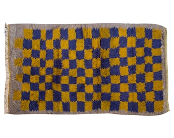 4x8 Moroccan Wool Beni Ourain Rug,Vintage Bohemian Flokati Rug