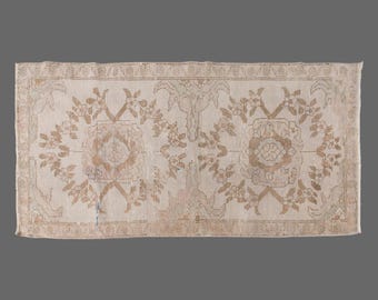 Area Rug, Turkish Rug, Vintage Rug, 3'1 x 6'3 feet, Oushak Rug, Antique Rug, Oriental Rug, Handmade Rug, Decorative Rug, Muted Rug, Old Rug