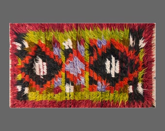 3'3 x 6 Moroccan Wool Beni Ourain Rug,Vintage Bohemian Flokati Rug