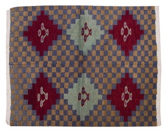 4x5 Shaggy vintage Turkish Handmade Tulu rug,Bohemian Wool Beni Ourain Rug,Flokati Rug
