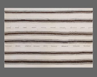 60+ Year Old Vintage Turkish Kilim Rug 195x285 cm (6.4x9.3 ft) | Minimalist Wool Rug