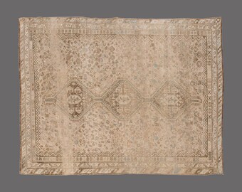 Claystone Whispers of Anatolia, Vintage Turkish Rug, 7 x 10 ft, Vintage Rug