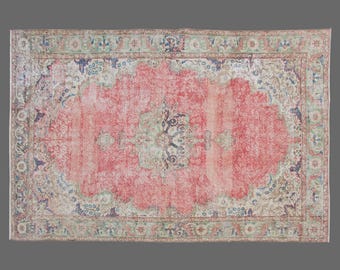 6x10 Vintage Turkish Rug, Area Rug, Handwoven Wool Carpet, Large Boho Area Rug, Soft Texture, 6x10 Carpet
