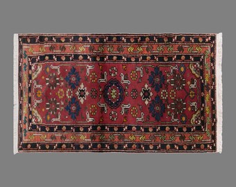 Vintage Caucasian Derbent Rug, 3.2 x 5.9 ft Handmade Wool Rug, Traditional Floral Geometric Area Rug