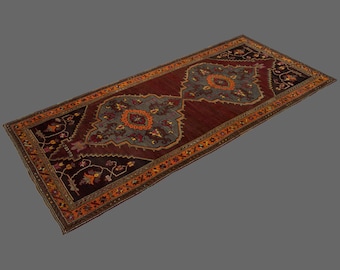 Turkish Rug, Vintage Rug, 5 x 12'4 feet, Oushak Rug, Antique Rug, Oriental Rug, Handmade Rug, Decorative Rug, Muted Rug, Old Rug,Area Rug