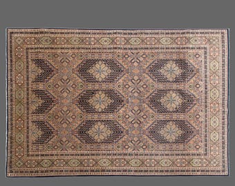 185x276 cm Vintage Oushak Rug – 60+ Yr Handmade Wool – Turkish Boho & Traditional Caucasian Design – Artisan Crafted