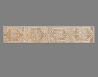 Vintage Turkish Oushak Runner Rug – 60+ Yr Old Hand-Woven Wool Anatolian Design