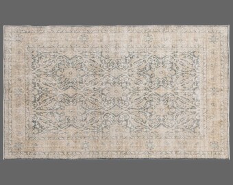 Oversized Turkish Vintage Rug, 7'10 x 10'0 Feet / 207x304 cm, Handmade Oushak Rug, Antique Area Rug, Large Muted Floor Decor, 60+ years old