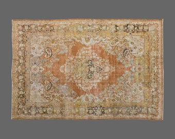 Turkish Rug, Vintage Rug, 7 x 10'4 feet, Oushak Rug, Antique Rug, Oriental Rug, Handmade Rug, Decorative Rug, Muted Rug, Old Rug,Area Rug