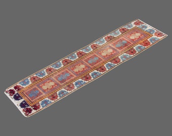 Turkish Rug", Antique Rug, Muted Rug, 2'2 x 9'5 feet, Oushak Rug, Vintage Rug, Oriental Rug, Runner Rug, Hallway Rug, Kitchen Rug,Floor Rug