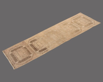 Vintage Oushak Rug Runner: 2'6 X 10'6 Turkish Wool Floor Rug