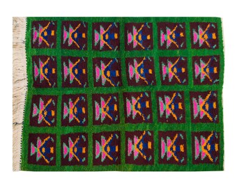 4x5 Shaggy vintage Turkish Handmade Tulu rug,Bohemian Wool Beni Ourain Rug,Flokati Rug