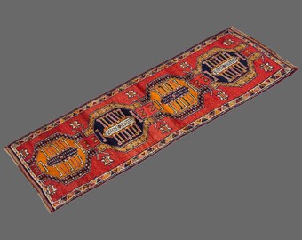 Sunrise Gate of Kurdish Herki Tribe, Vintage Turkish Runner Rug, 4 x 12 ft Rug, Vintage Runner Rug