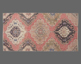 Turkish Rug", Runner Rug, Vintage Rug, 2.12 x 6.5 feet, Kitchen Rug, Oushak Rug, Antique Rug, Oriental Rug, Hallway Rug, Muted Rug, Wool Rug