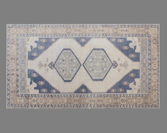 Vintage Anatolian Rug 4'11" x 8'10" (150x270 cm), 60+ Years Old Turkish Oushak Rug, Handmade Antique Rug, Boho Area Rug