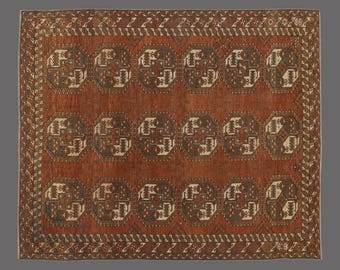 Vintage Oushak Turkish Rug 7'8 x 10'3: Handwoven Wool Area Rug
