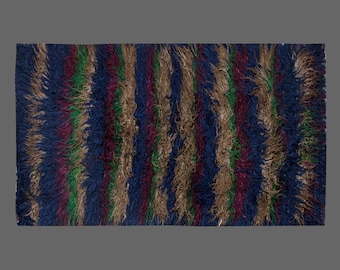 4x8 Moroccan Beni Ourain Rug,Vintage Handmade Wool Tulu Flokati Rug
