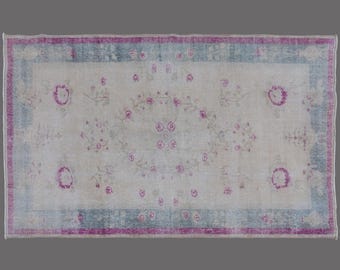 Whispers of Rosewater, Vintage Turkish Rug, 4 x 6 ft Rug, Vintage Rug